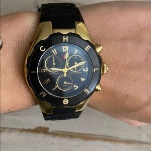 Michele Black/Gold Jelly Tahitian Bean Watch